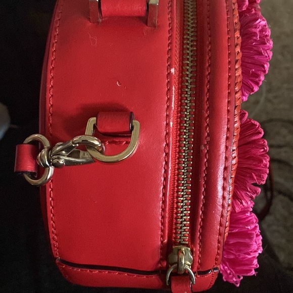Rare Kate Spade leather handbag, w/ detachable strap, red, pink, hot pink - Picture 9 of 12